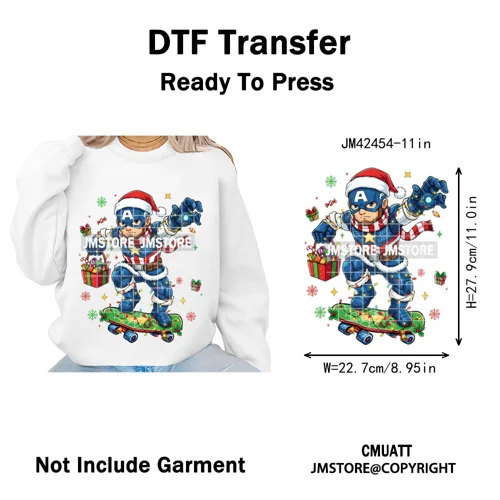 Funny Brushstroke Bubble Cartoon Christmas Killer Movie Xmas Iron on DTF Washable Transfers Stickers Ready to Press for Textiles