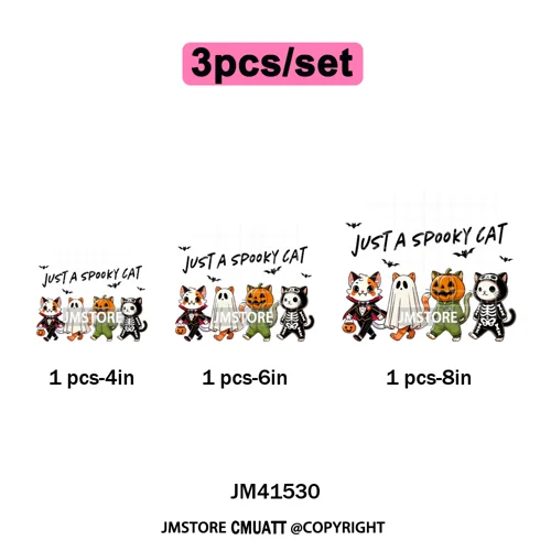 Pumpkin Leopard Spooky Ghost Moo Boo Cow Pet Halloween Bow Iron on DTF Washable Transfers Stickers Ready to Press for T-shirts