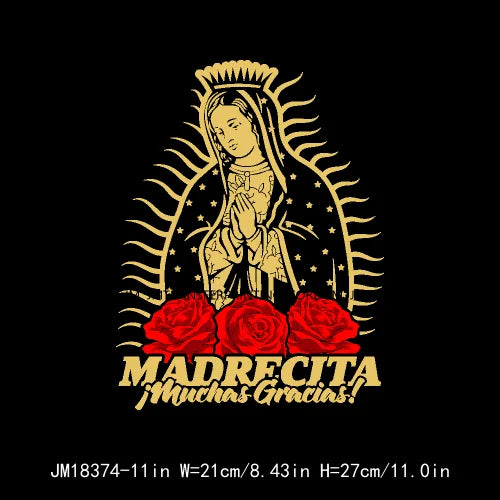 San Judas Tadeo Mexican Latin Culture Washable Decals Madre Mia Our Lady of Guadalupe DTF Transfers Stickers For Clothes Bags