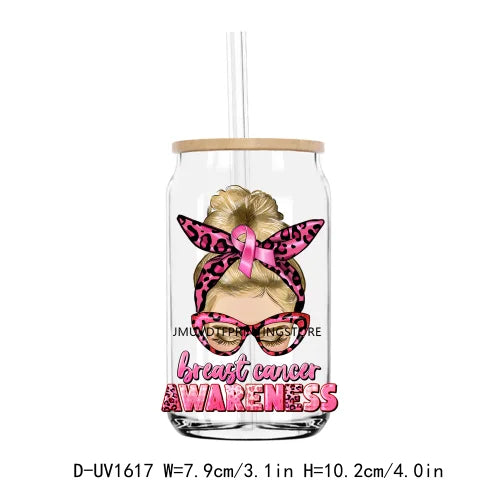 Breast Cancer UV DTF Transfers Stickers Decals For Libbey Cold Cups Mugs Tumbler Waterproof DIY Craft