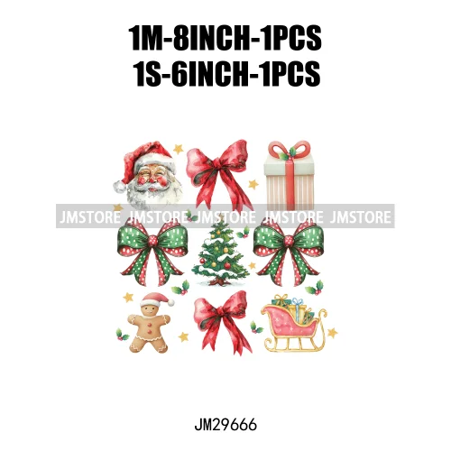 Christmas Santa Red Coquette Highland Cow Xmas Holly Jolly Vibes Iron On DTF Transfers Stickers Ready To Press For T-shirts