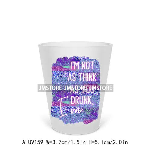 Beer Makes Me Happy Alcohol Short Glass Cups UV DTF Sticker For Beer Mugs Decals Transfers Stickers Waterproof DIY Craft Tequila