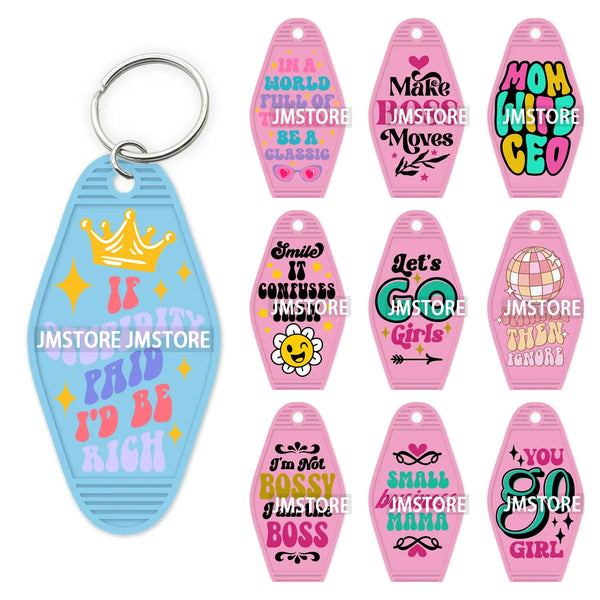 Wife Mom CEO Funny Quotes High Quality WaterProof UV DTF Sticker For Motel Hotel Keychain Small Business Mama