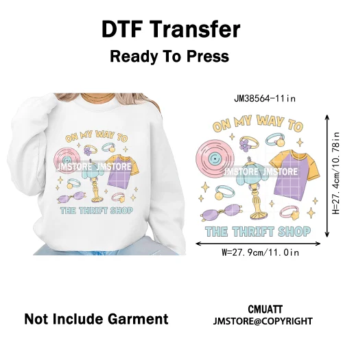 Trendy In My Girls Era Teacher School Good Vibes Quotes Iron on DTF Washable Transfers Stickers Ready to Press for Textile Bags