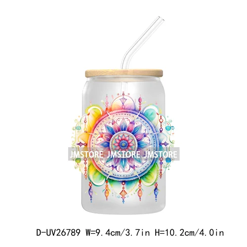 Yoga Serenity Art Mandalas Meditation UV DTF Transfers Stickers Decals For Libbey Cold Cups Mugs Tumbler Waterproof DIY Craft