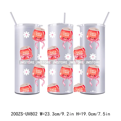 New Floral Soda Can Flowers Coquette Drinks 20OZ UV DTF Skinny Tumbler Wrap Transfer Stickers Waterproof Custom Logo For Tumbler