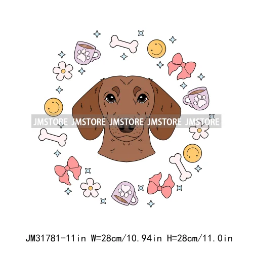 Cute Love Pet Dog Pink Coquette Bow Coffee Skull Animal Lover Iron On DTF Heat Transfer Stickers Ready To Press For Clothes Bags