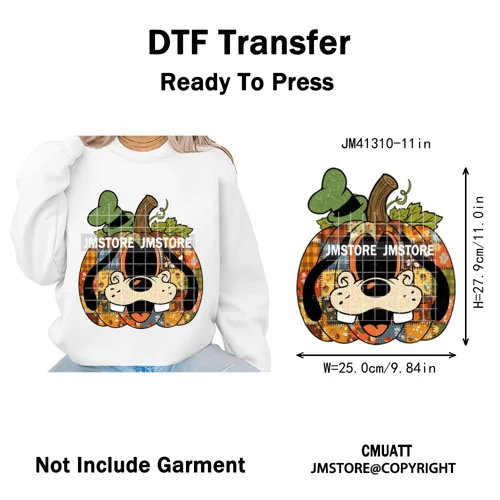 Preppy Floral Cartoon Friends Fall Patchwork Pumpkin Halloween Iron on Washable DTF Transfer Stickers Ready to Press for Clothes