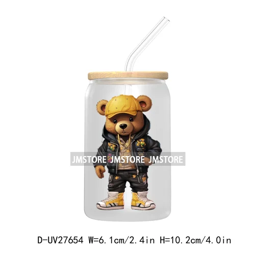 Hip Hop Urban Graffiti Teddy Bear UV DTF Transfer Stickers Decals For Libbey Cold Cups Mugs Tumbler Waterproof Trendy Bears Doll