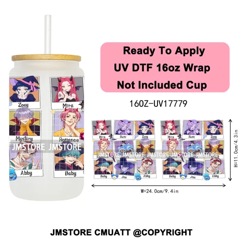 Demon Hunters Kpop Derpy Halloween Mystery Boys UV DTF Stickers Ready To Apply Cup Wrap High Quality For 16OZ Libbey Can Glass