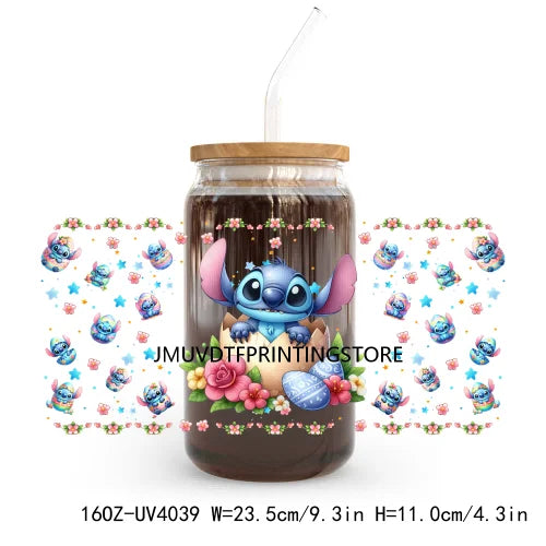 Cute Cartoon Girl With Egg UV DTF Sticker For 16OZ Libbey Glass Cup Can Wrap Transfer Sticker Custom Print DIY Logo Easter Vibes