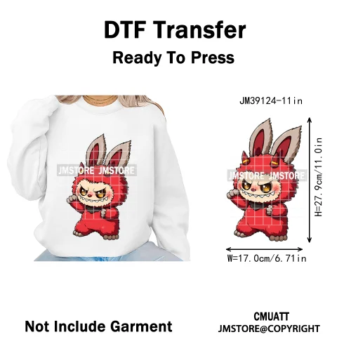 Cute Monster Cartoon Character Spooky Halloween Season Iron on DTF Washable Transfers Stickers Ready to Press for T-shirts Bags