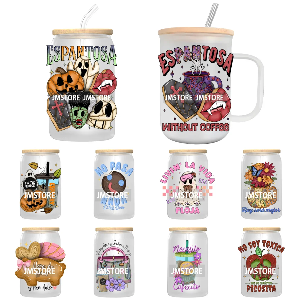 Mexican Conchas Spooky Ghost Concha UV DTF Decals Ready To Apply Waterproof Transfer Stickers Prints For 16OZ Libbey Glass Can