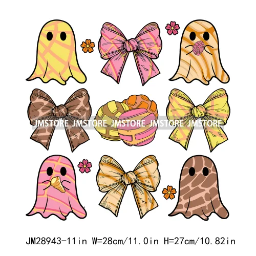 Funny Pan Tasmas Spooky Mexican Ghost Coquette Bow Halloween Concha Iron On DTF Heat Press Transfer Stickers Design For Clothes