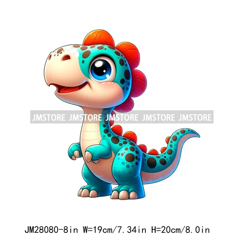 Colorful Dinosaur Baby Animal Thermal Printing Iron On DTF Transfer Stickers Ready To Press For Clothes