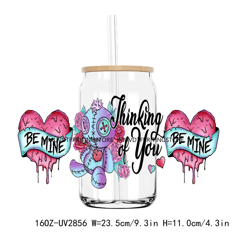 Camping Is My Valentine UV DTF Sticker For 16OZ Libbey Glass Cup Can Wrap Transfer Sticker Custom DIY Logo Love Camp Coffee