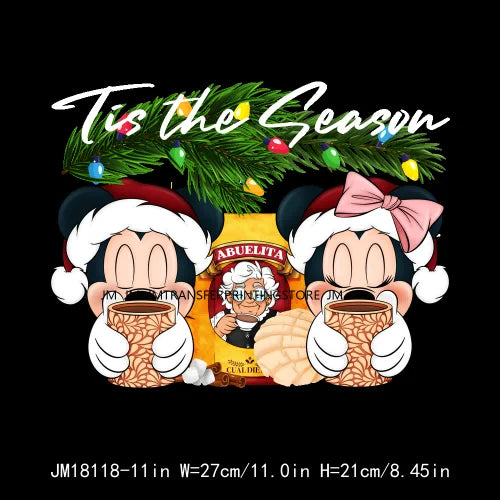 Hot Sale Tis The Season Christmas Cartoon Cute Animal Iron On DTF Heat Transfers Stickers Printing Ready To Press For Clothing