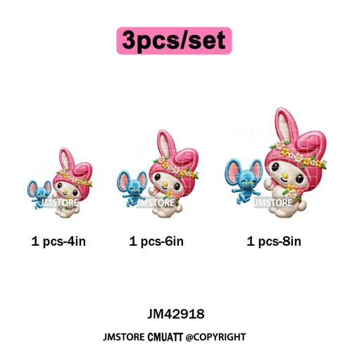 Scarf Christmas Cartoon Movie Mouse Friends Faux Yarn Embroidery Iron on DTF Transfers Stickers Ready to Press for Sweatshirts