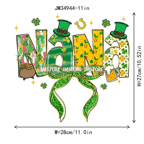 Coquette Lukcy Shamrock Mama Mini Gigi Nana Happy St Patrick's Family Iron On DTF Transfers Stickers Ready To Press For Clothing