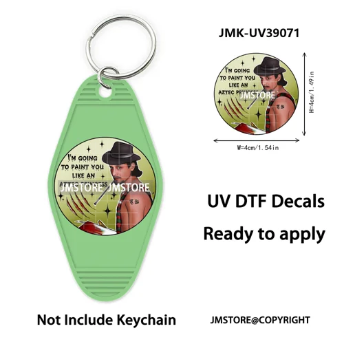Halloween Horror Movies Witch Girl UV DTF Motel Keychain Decal Ready To Ship Durable Transfer Stickers Prints For Hotel Keychain