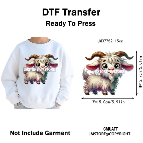 15cm 5.9in Kids Quirky Safari Cartoon Animal Iron On Transfers Stickers For Clothing DTF Printed Appliques Washable T-Shirts