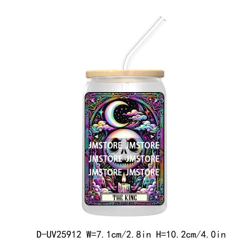 Spooky Skull Halloween Tarot Card UV DTF Transfer Stickers Decals For Libbey Cold Cups Mugs Durable Waterproof Custom Logo Label