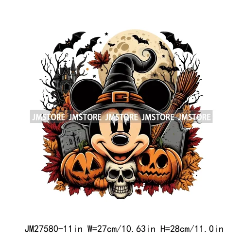 Cartoon Halloween Spooky Season Pumpkin Rip Gravestone Skull DTF Iron On Transfers Stickers Printing Ready To Press For Clothing