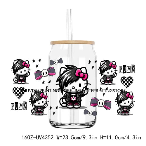 Cute Cartoon Cat Cow 16OZ UV DTF Cup Wrap Transfers Stickers Baseball Girl Custom Label DIY Waterproof Logo For Libbey Glass Can