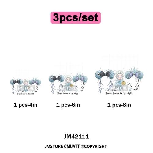 Halloween Witches Princess Lover Girly Coquette Bow Ears Iron on DTF Washable Transfers Stickers Ready to Press for Clothing Bag