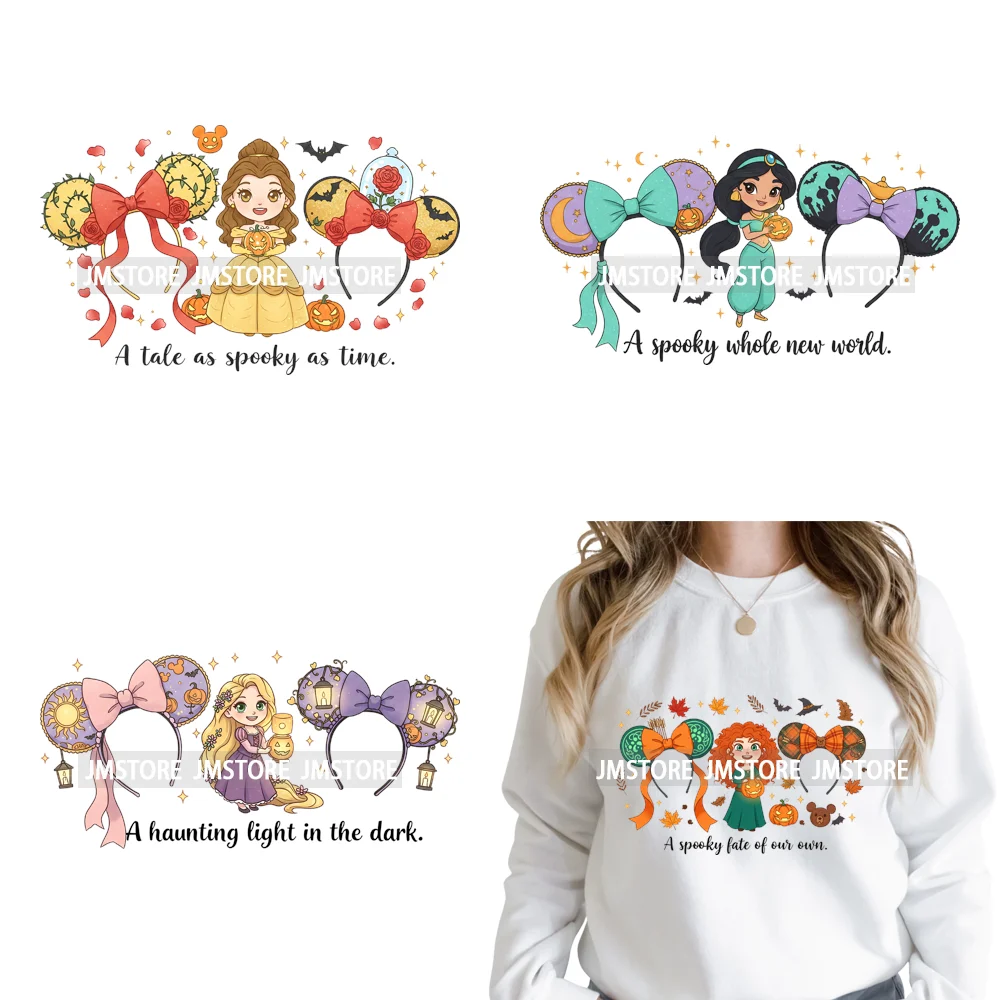 Halloween Witches Princess Lover Girly Coquette Bow Ears Iron on DTF Washable Transfers Stickers Ready to Press for Clothing Bag