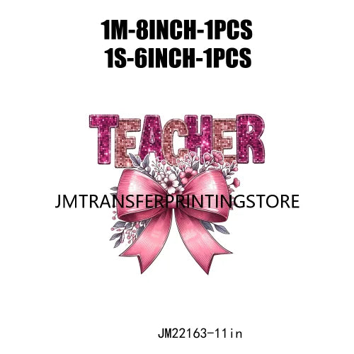 Iron On Teach Love Insprit Print Logos Maestra Heart Pencil Bow Cowgirl Boots Small Town Teacher DTF Transfer Stickers For Shirt