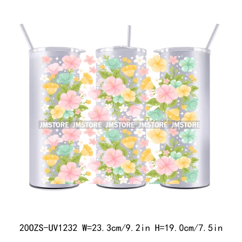 Coquette Bow Flowers Book Lover UV DTF Tumbler Wraps Durable Ready To Apply Transfer Stickers For 20OZ Straight Skinny Tumblers