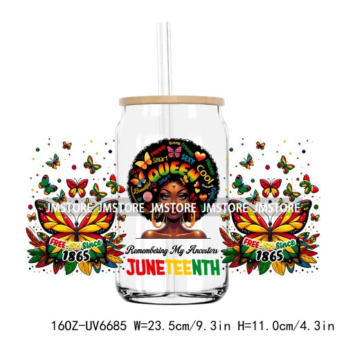 1865 Vibes Juneteenth Sunflower 16OZ UV DTF Cup Wrap Transfer Stickers Custom Label Durable Waterproof Logo For Libbey Glass Can