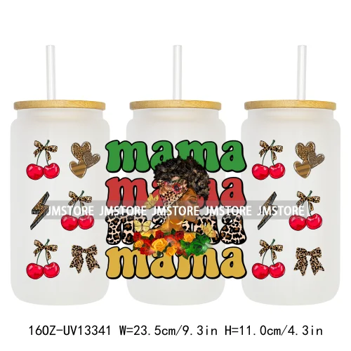 Coquette Afro Black Dope Autism Mama Cat Dog Mom UV DTF Sticker For 16OZ Libbey Glass Cup Can Wrap Waterproof Transfer Stickers