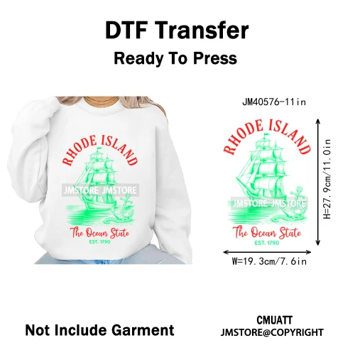 Funny US States Slogan Vacation Scenic Citycape Landmark Iron on DTF Washable Transfers Stickers Ready to Press for Textile Bags