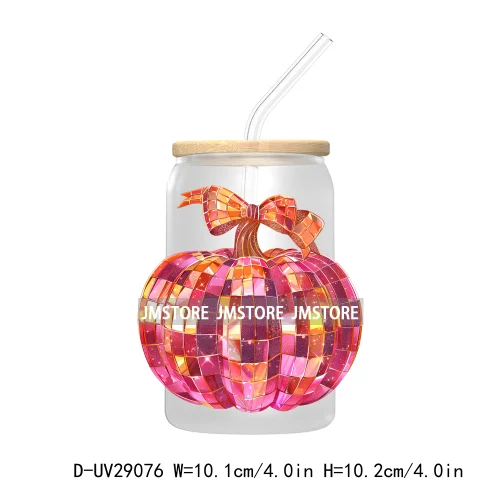 Halloween Autumn Girly Coquette Bow Pumpkin UV DTF Transfer Stickers Decals For Libbey Cold Cups Mugs Tumbler Fall Thanksgiving