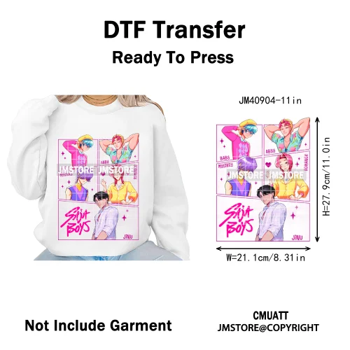Music Kpop Group Lover Anime Fans Boys Girls Hunters Inspired Iron on DTF Washable Transfers Sticker Ready to Press for Clothing