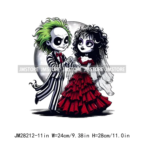 Cartoon Double Trouble Couple Character Halloween Printing Patches Iron On DTF Transfers Stickers Ready To Press For Clothing