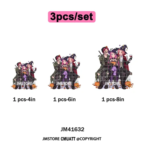 Stay Spooky Ghost Halloween Cartoon Hunters Kpop Band Group Iron on DTF Washable Transfers Stickers Ready to Press for Clothing