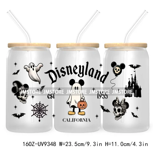 Halloween Mouse And Friends UV DTF Sticker For 16OZ Libbey Glass Cup Can Wrap Transfer Stickers Custom Labels Logo Spooky Vibes