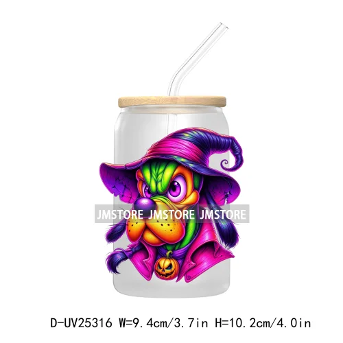 Cartoon Halloween Witch Princess UV DTF Transfer Stickers Decals For Libbey Cold Cups Mugs Durable Waterproof Custom Logo Labels