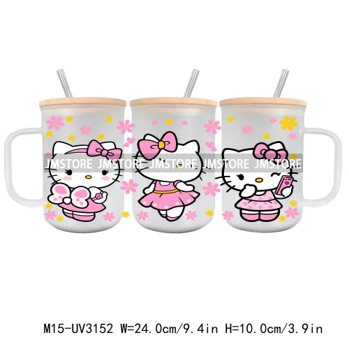 Cartoon Baby Little Princess UV DTF Glass Can Wrap For 15OZ Mug Glass Cup Transfer Stickers DIY Custom Logo Labels Magic Kingdom