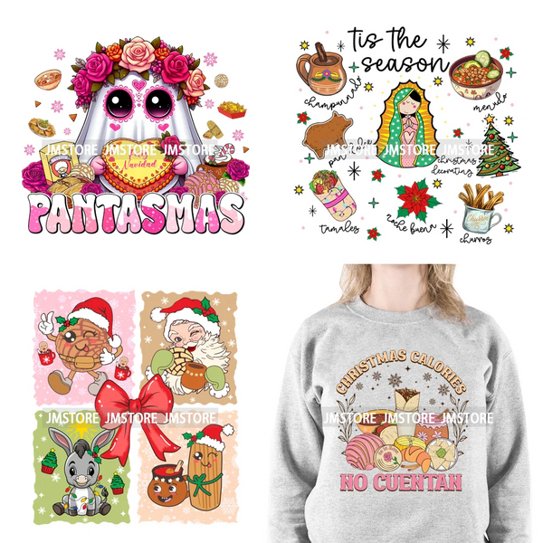 Tis The Season Mexican Christmas Gingerbread Feliz Navidad Concha Xmas Iron On DTF Transfers Stickers Ready To Press T-shirts