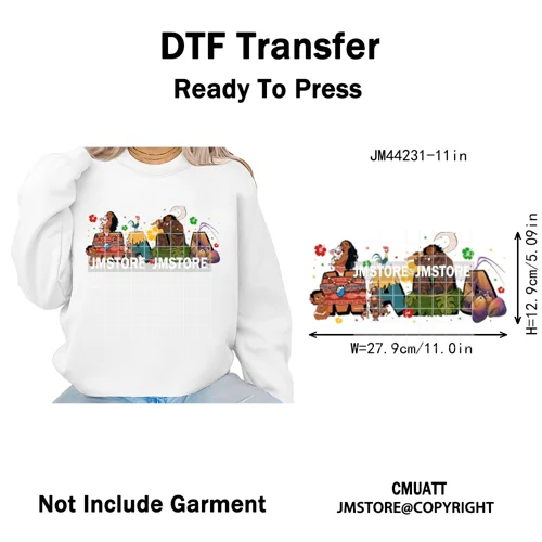 Cartoon Mama Princess Happy Mother's Day Family Vacation Iron on Washable DTF Heat Transfers Stickers Ready to Press for Hoodies