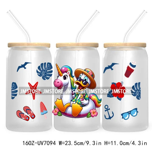 Horror's Summer Vacation 16OZ UV DTF Cup Wrap Transfers Stickers For Libbey Glass Can Cups Tumbler Waterproof Craft Cartoon Girl