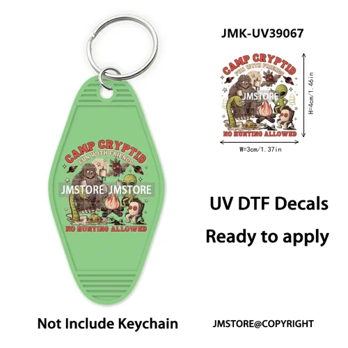 Halloween Horror Movies Witch Girl UV DTF Motel Keychain Decal Ready To Ship Durable Transfer Stickers Prints For Hotel Keychain