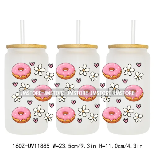 Coquette Bow Pencil 16OZ UV Cup Wrap DTF Transfer Stickers For Libbey Glass Can Cups Tumbler Cherry Heart Love Valentines Day