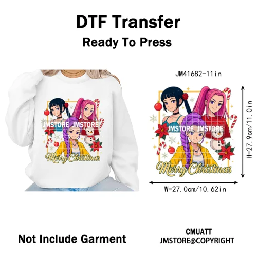 Merry Christmas Kpop Music Band Group Character Xmas Festive Love Iron on DTF Transfers Stickers Ready to Press for Clothes Bags
