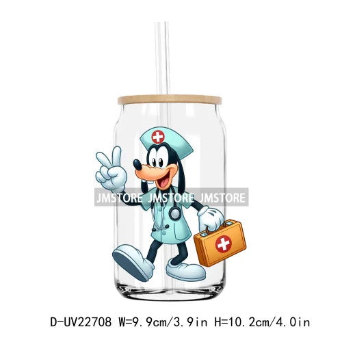 Cartoon Nurse Medical Mouse UV DTF Transfers Stickers Decals For Libbey Cold Cups Mugs Tumbler Waterproof DIY Craft Health Care