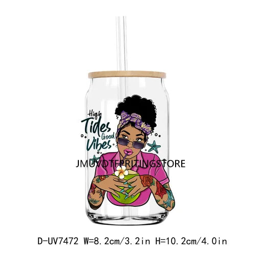 African American Black Women UV DTF Transfers Stickers Decals For Libbey Cold Cups Mugs Tumbler Waterproof DIY Craft Afro Girls